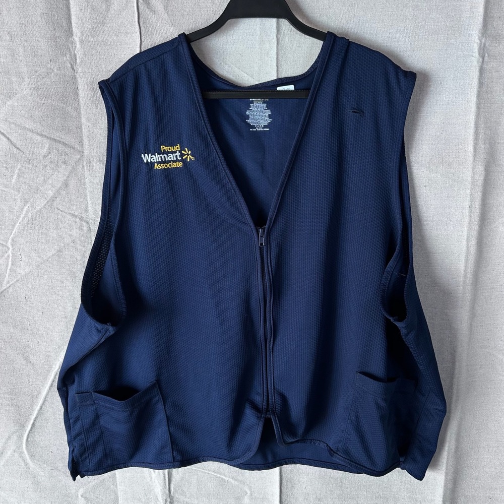 Walmart Associate Vest Blue Sapphire Zip Up 3XL Workwear Spark Logo